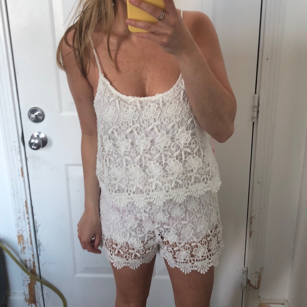 White eyelet romper